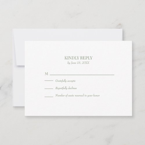 Simple Olive Green Custom Photo Wedding RSVP Card