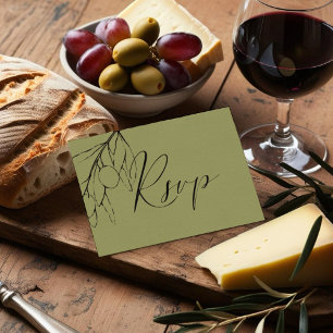Simple Olive Green Olive Branch Meal Choice RSVP Card