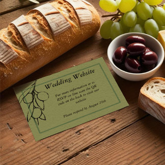 Simple Olive Green Olive Branch QR Code Enclosure Card