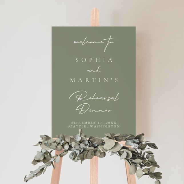 Simple Olive Green Rehearsal Dinner Welcome Sign (Creator Uploaded)