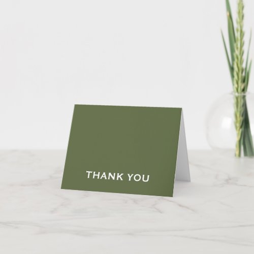 Simple Olive Green Typographic Thank You Note Card