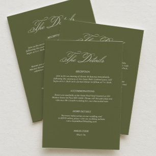 Simple Olive Green Wedding Details Dress Code Enclosure Card
