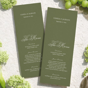 Simple Olive Green Wedding Menu Card