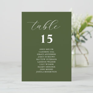 Simple Olive Green Wedding Seating Charts Cards