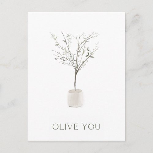 Simple Olive Tree Watercolor  Olive You Postcard