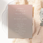 Simple Ombre Blush Pink & Beige Wedding Ceremony Program<br><div class="desc">Simple Ombre Blush Pink & Beige Wedding Ceremony Program. This modern minimal Order of Services Card is simple classic and elegant with a subtle ombre gradient fade and a pretty signature script calligraphy font with tails. Shown in the Chic Ombre Blush Pink & Beige Colorway. Available in several color options,...</div>