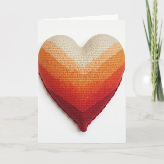 Simple Ombre Knit Heart Card (Front)