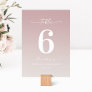 Simple Ombre Mauve Pink & Gardenia White Wedding Table Number