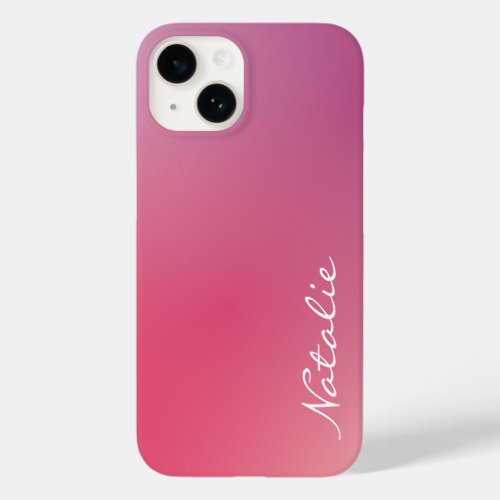Simple Ombre Pink Purple Script Calligraphy Name Case_Mate iPhone 14 Case