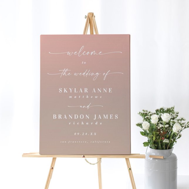 Simple Ombre Sand Beige & Pink Wedding Welcome Foam Board (Creator Uploaded)