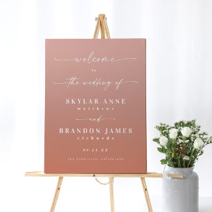 Simple Ombre Terracotta & Blush Wedding Welcome Foam Board