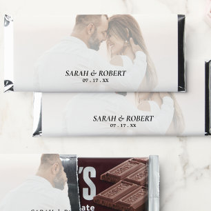 Simple Ombre White Photo Wedding Hershey Bar Favors