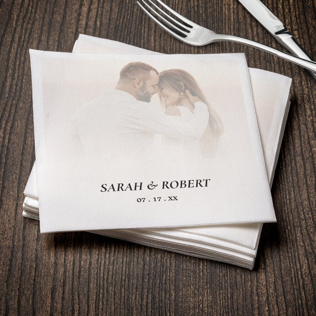 Simple Ombre White Photo Wedding Napkins (Simple Ombre White Photo Wedding Napkins
)
