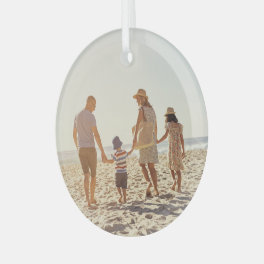 Simple One Christmas Photo Round Glass Ornament