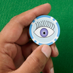 Simple one eye on blue poker chips