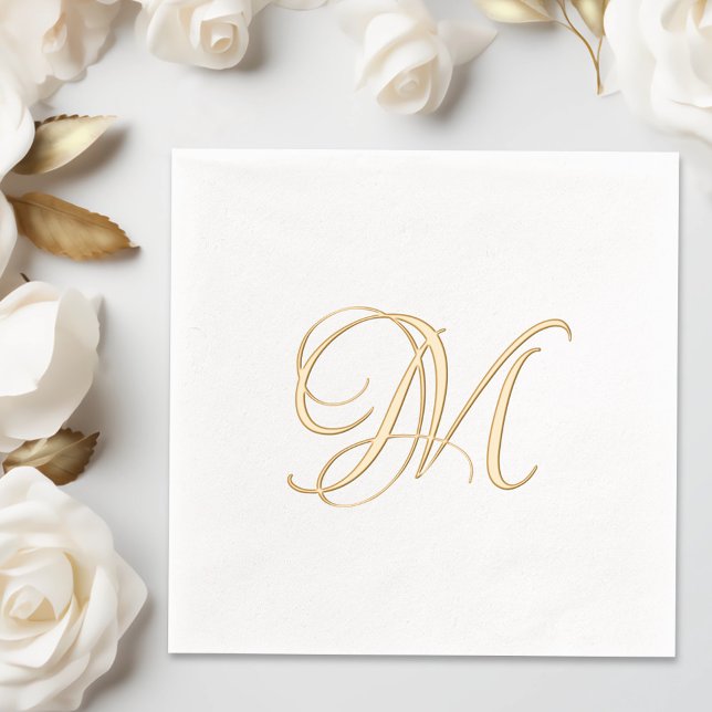 Simple One Letter Monogram Initial Foil Napkins (Creator Uploaded)