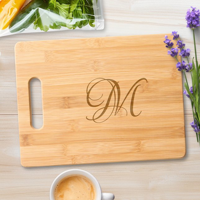 Simple One Letter Monogram Initial Full Engraved Cutting Board (Creator Uploaded)