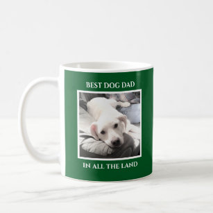 Simple One Photo Best Dad Cute Dog Dark Green Coffee Mug