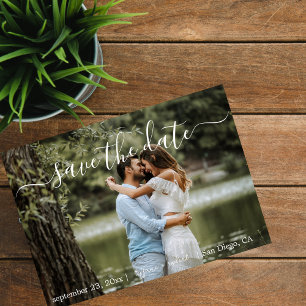 Simple One Photo Modern Script Save The Date