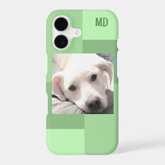 Simple One Photo Modern Square Design Sage Green iPhone 17 Case