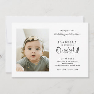 Simple ONEderful Photo Birthday Invitation