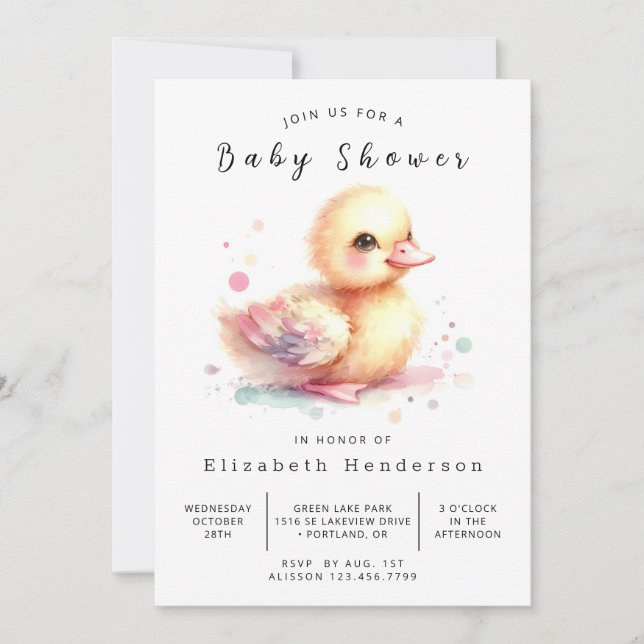 Simple Online Duck Baby Shower Invitation (Front)