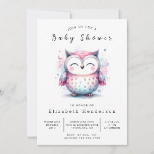 Simple Online Owl Baby Shower Invitation