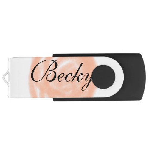 simple orang pastel watercolor add your name custo flash drive