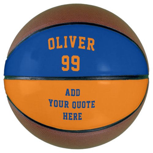 Simple Orange and Blue Name Number Quote  Basketball