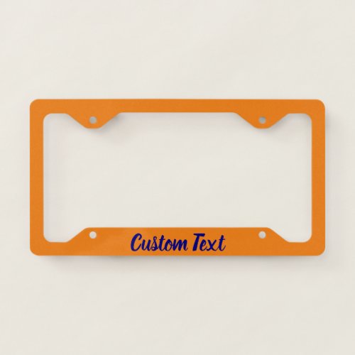 Simple Orange and Navy Blue Script Text Template License Plate Frame