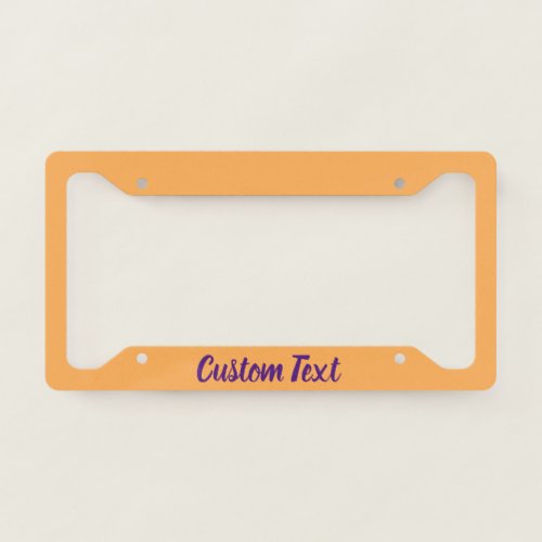 Simple Orange and Purple Script Text Template License Plate Frame