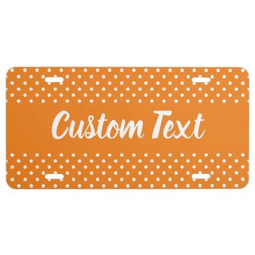 Simple Orange and White Polka Dot Pattern Add Text License Plate