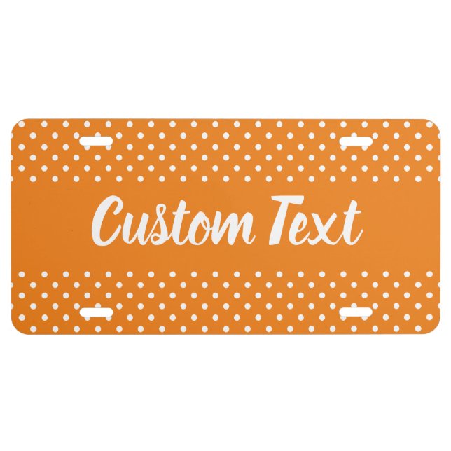 Simple Orange and White Polka Dot Pattern Add Text License Plate (Front)