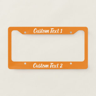 Simple Orange and White Script Text Template License Plate Frame