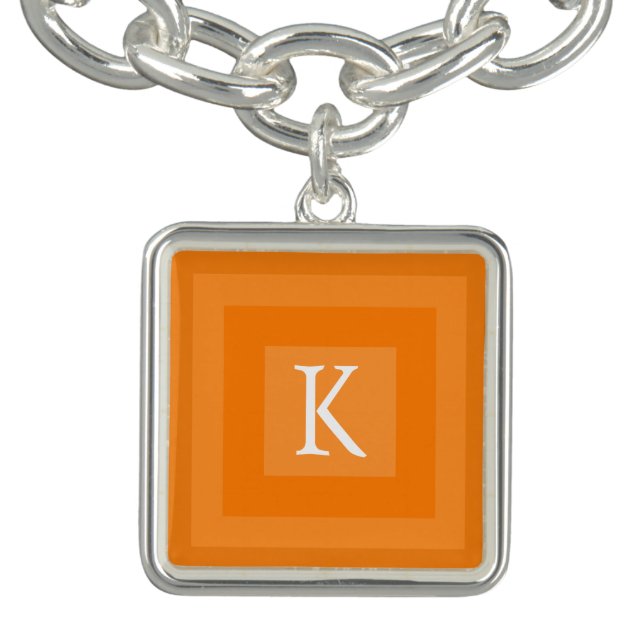 Simple Orange Big Initial Bracelet (Design)