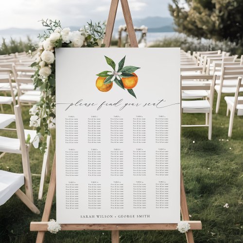 Simple Orange Boho Botanical Wedding Setting Chart Foam Board