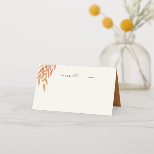 Simple Orange Branch Autumn Wedding Place Card