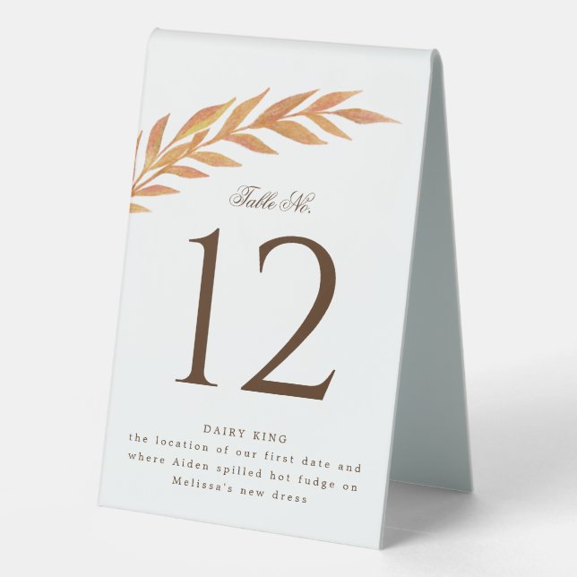 Simple Orange Branch Event Table Tent (Back)