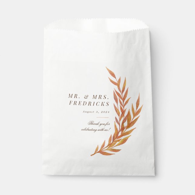 Simple Orange Branch Wedding Favor Bag (Front)