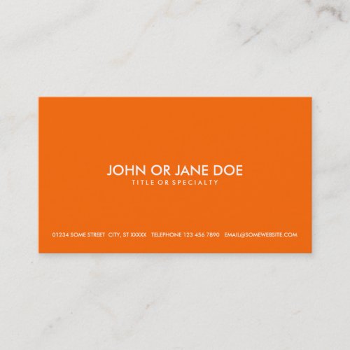 simple orange business card template