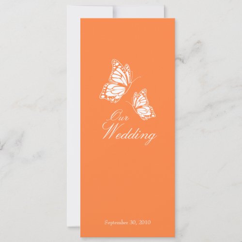 Simple Orange Butterflies Wedding Announcement 2