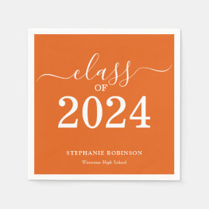 Simple Orange Class of 2024 Graduation  Napkins