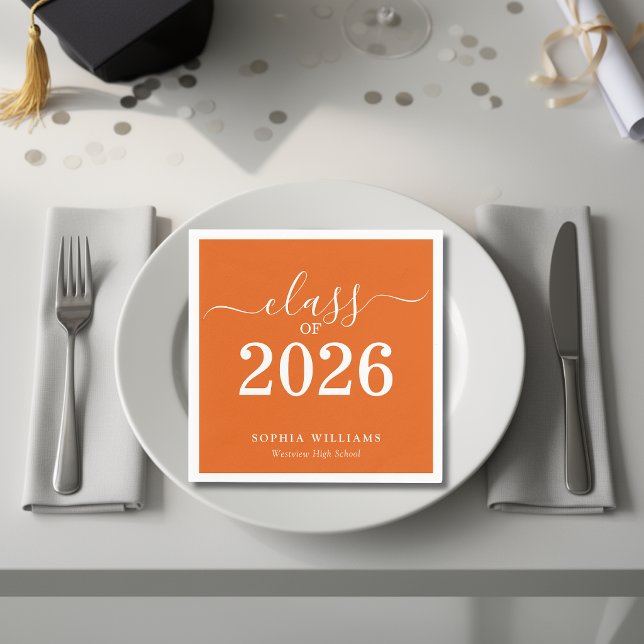 Simple Orange Class of 2026 Graduation  Napkins (Creator Uploaded)