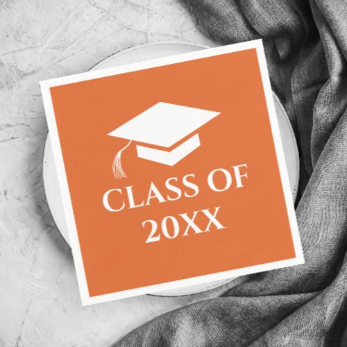 Simple Orange Class of Graduation Year Napkins