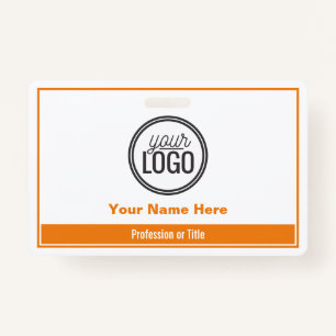Simple Orange Color Block Professional Name Tag Badge