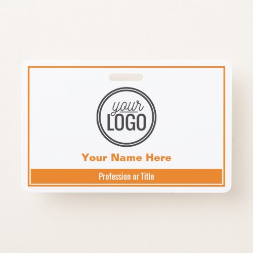 Simple Orange Color Block Professional Name Tag Badge