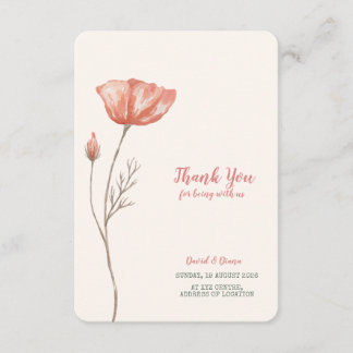 Simple Orange Color Thank you card