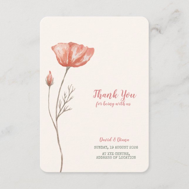 Simple Orange Color Thank you card (Front)