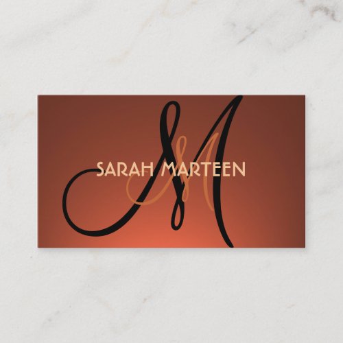 Simple orange fade monogram business cards