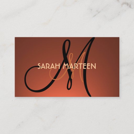 Customizable Simple orange fade monogram business cards